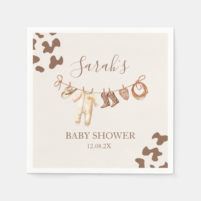 Lite Cowboy Baby Shower Boy Pappersservett (Framsidan)