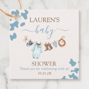 Lite Cowboy Blue Baby Shower Boy Gåvor Etiketter
