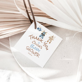 Lite Cowboy Blue Brown Clothesline Baby Shower Gåvor Etiketter