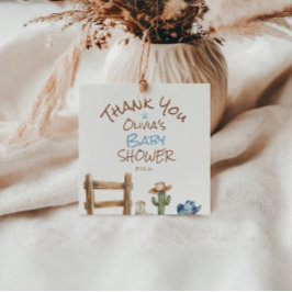 Lite Cowboy Blue Brown Väster Pojke Shower Gåvor Etiketter