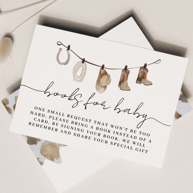 Lite Cowboy Bokar för Baby Tilläggskort (books for baby request card for cowboy baby shower)