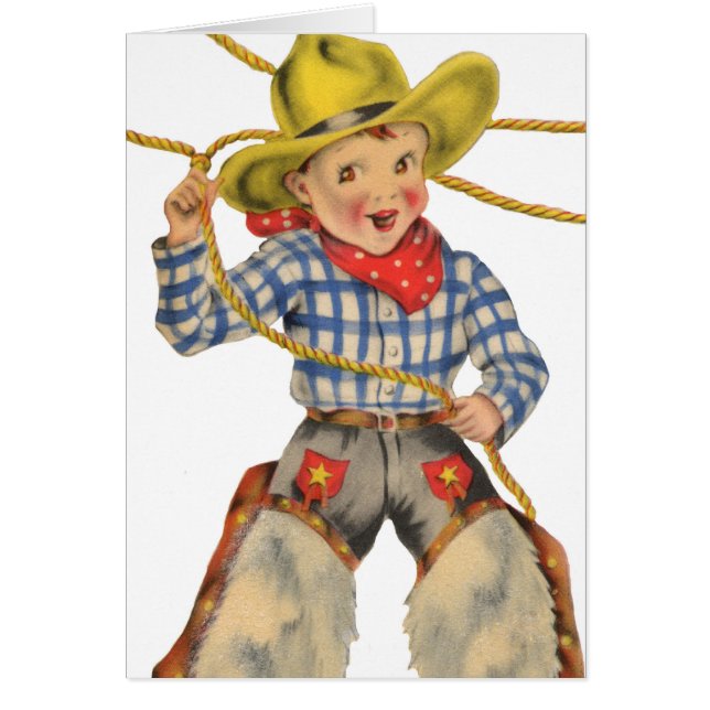 Lite Cowboy med lariaten Hälsningskort (Framsidan)