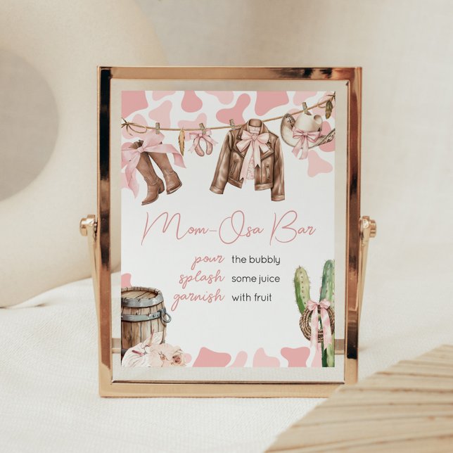 Lite cowgirl Baby Shower Mamma Osa Pub Poster (A Little Cowgirl Clothesline Baby Shower Mom Osa Bar Sign)