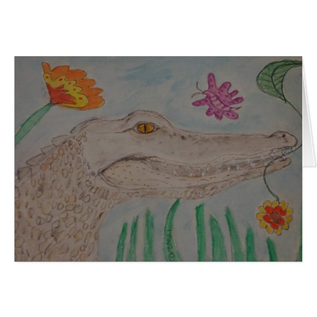 lite crocodilianen hälsningskort (Framsidan Horizontal)
