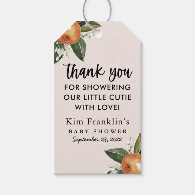 Lite Cutie Clementine BABY SHOWER-förmån Presentetikett (Framsidan)