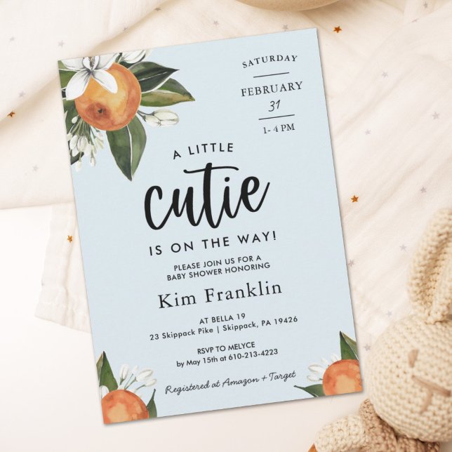 Lite Cutie Clementine Orange Boy BABY SHOWER Inbjudningar (Skapare uppladdad)
