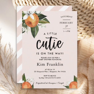 Lite Cutie Clementine Orange Girl BABY SHOWER Inbjudningar