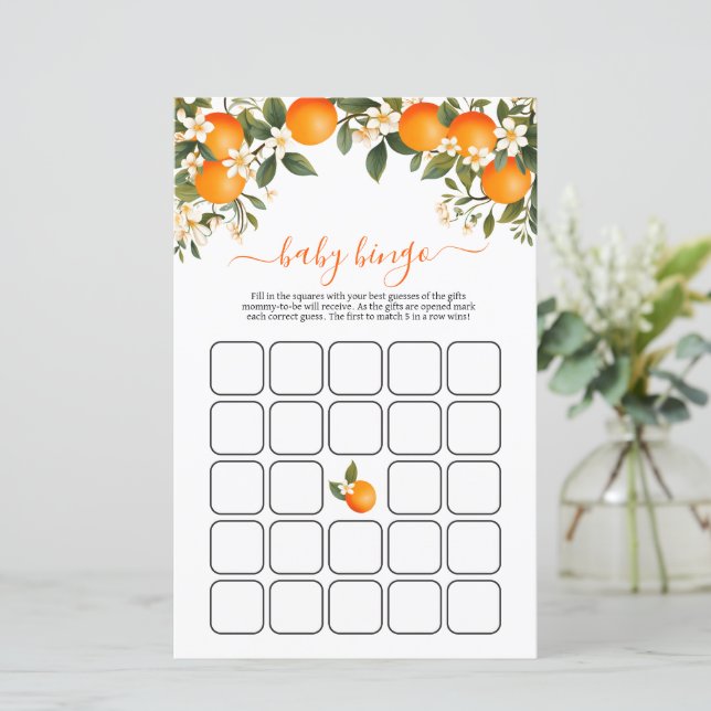 Lite Cutie Orange Baby Shower bingo-spel (Stående Fram)