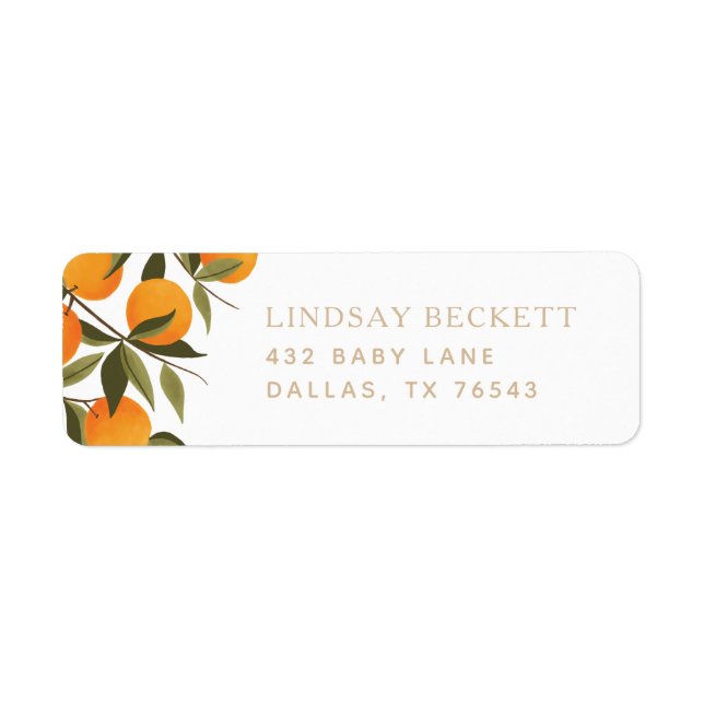 Lite Cutie Orange Baby Shower Returadress L Returadress Etikett (Framsidan)