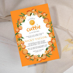 Lite Cutie Orange Oval Ram Baby Shower Inbjudningar