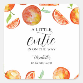 Lite Cutie på Orangen för babyskor Fyrkantigt Klistermärke