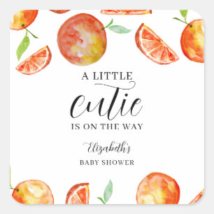 Lite Cutie på Orangen för babyskor Fyrkantigt Klistermärke