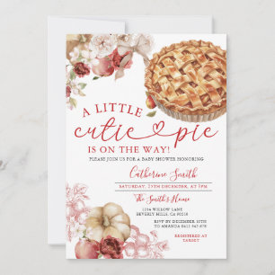 Lite Cutie Paj Baby Shower Apple Fall Blommigt Inbjudningar