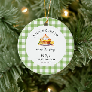 Lite Cutie Paj Gingham Baby Shower Keepsaké Julgransprydnad Keramik