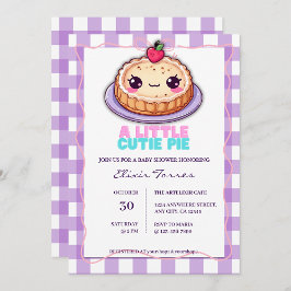 Lite Cutie Paj Kawaii Lila Play Baby Shower Inbjudningar