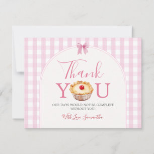 Lite Cutie Paj Rosa Gingham Baby Shower Tack Kort
