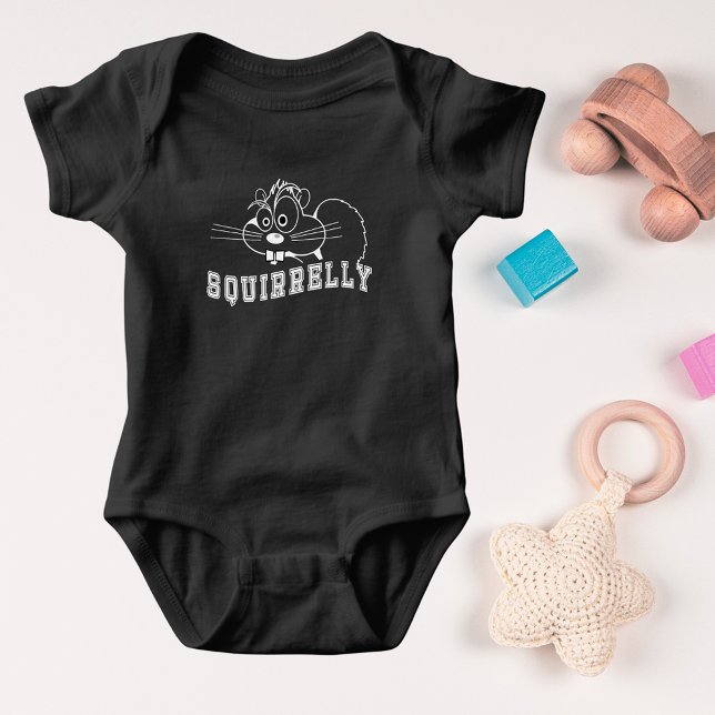 Lite ekorrealt ekorrrel White Line Art T Shirt (A Bit Squirrelly Squirrel White Line Art Baby Bodysuit)