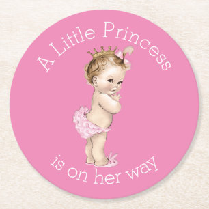 Lite en rosa för Princess baby shower Underlägg Papper Rund