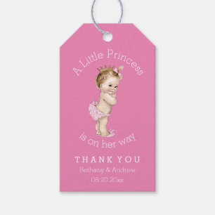 Lite en rosapersonlig för Princess baby shower Presentetikett