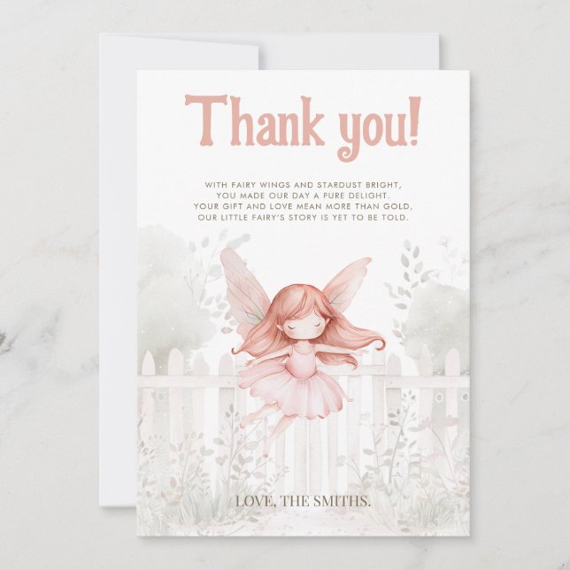 "Lite Fairy är på väg" Baby Shower Tack Kort (Framsida)