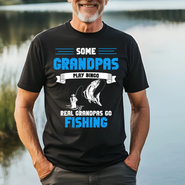 Lite farfar Play Bingo, riktigt farfar Go Fishing T Shirt (Skapare uppladdad)