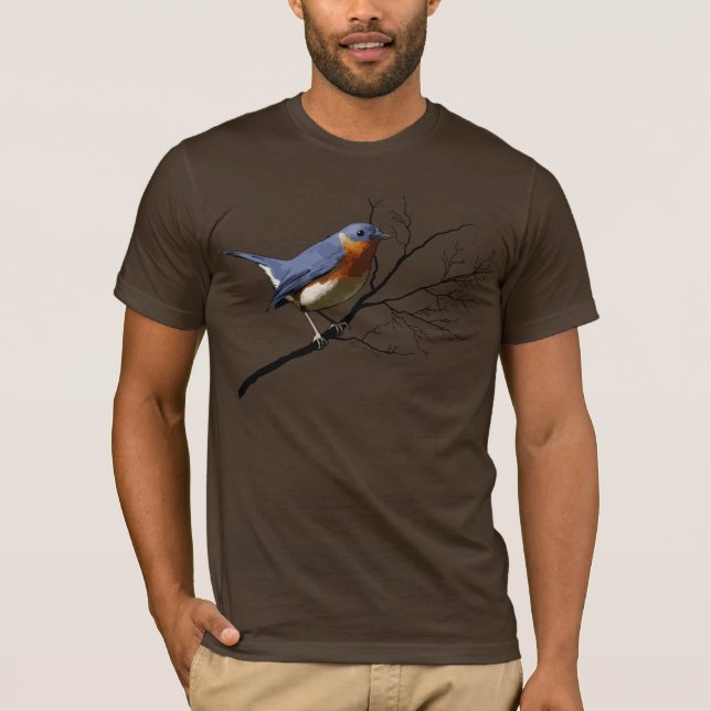 Lite färgade fågelblått, mörk t-skjortor tee (Framsida)