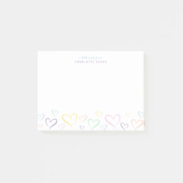 Lite färglöst hjärta med Kids Namn Post-it Notes Block