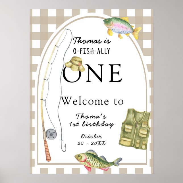Lite fiskares Födelsedagsfest välkommen Poster (Framsidan)