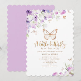 Lite fjäril är på väg mot guld lilac inbjudningar