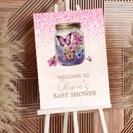 Lite fjäril i en burk Blommigt Baby Shower Poster