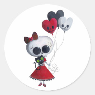 Lite flicka för Fröcken dödvalentin Runt Klistermärke