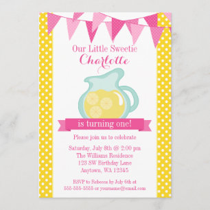 Lite för LemonadeBunting för Sweetie rosa Inbjudningar