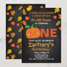 Lite första födelsedaginbjudan för pumpa, svart