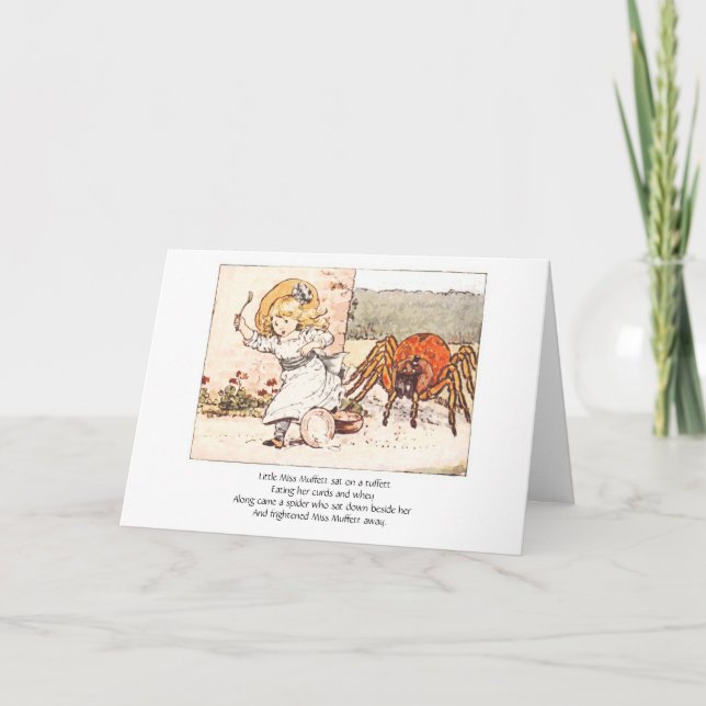 Lite Fröcken Muffett & spindel, hälsningkort Kort (Framsida)
