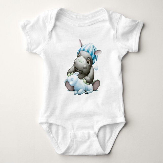 Lite G babynoshörningspädbarn Onsie Tee Shirt (Framsida)