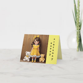 LITE GIRL I GULT BIRTHDAY-KORT TACK KORT