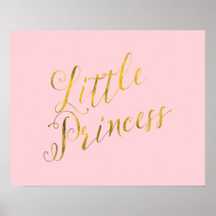 Lite glitterrosor för Princess Citering Faux Guld Poster