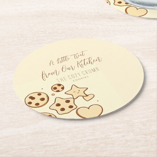 Lite granulat från vårt kök (Cream) Underlägg Papper Rund (Vinklad)