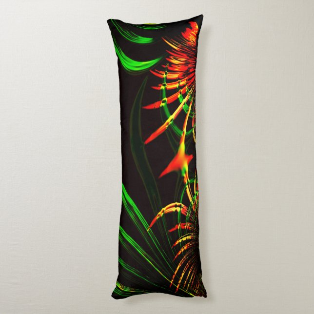 Lite gräs lämnar, eld färg i "blomblad" kroppskudde (Baksidan (Vertikal))