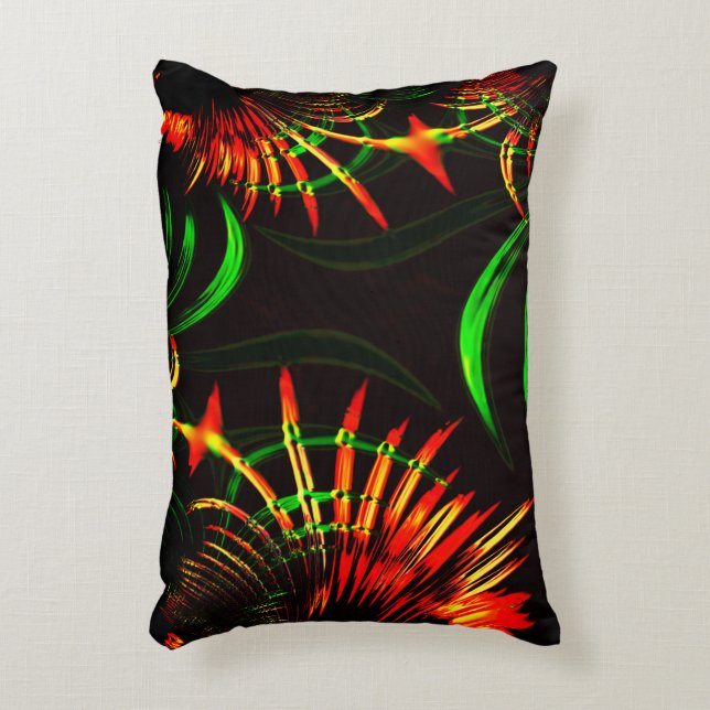 Lite gräs lämnar, eld färg i "blomblad" prydnadskudde (Framsidan(Vertikal))