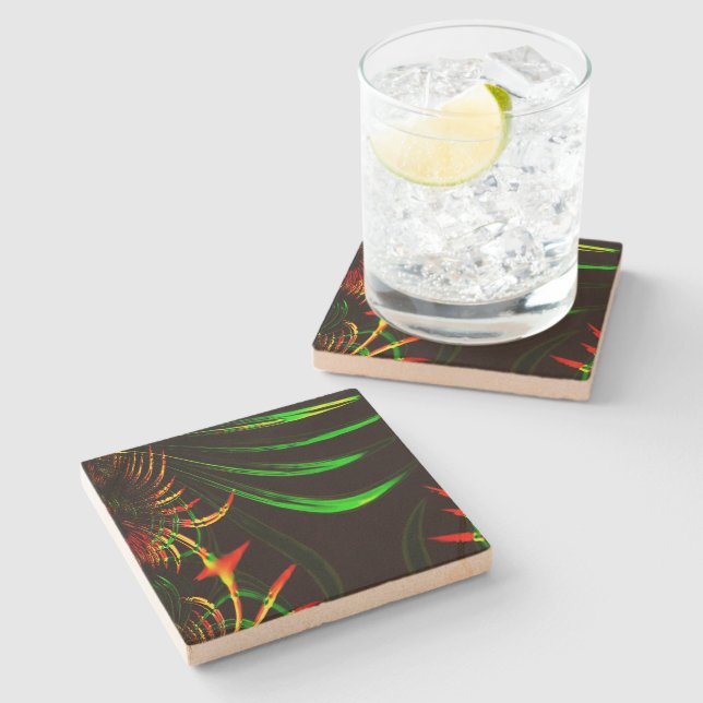 Lite gräs lämnar, eld färg i "blomblad" stenunderlägg (Sidan)