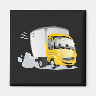 Lite gul tecknadlastbilför barn! magnet