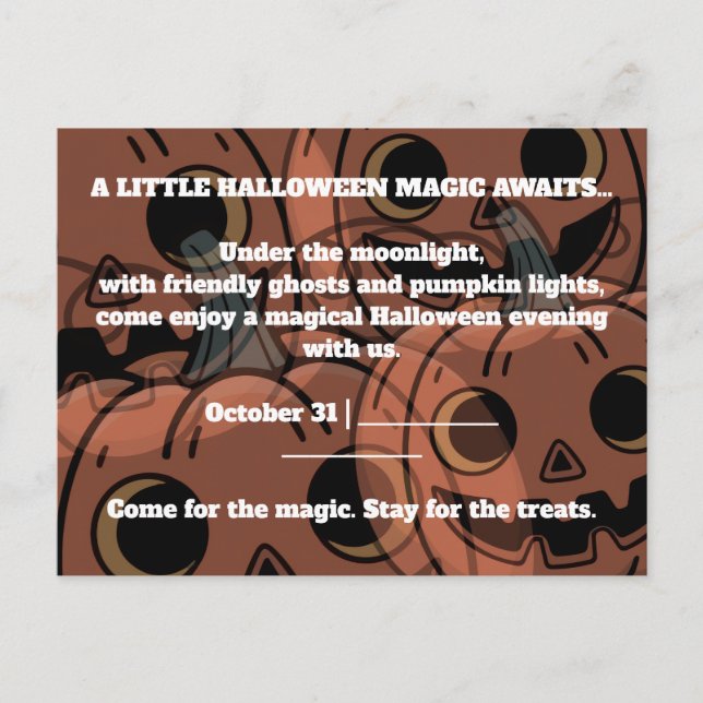 LITE HALLOWEENMAGI VÄNTAR INBJUDAN VYKORT (Framsida)