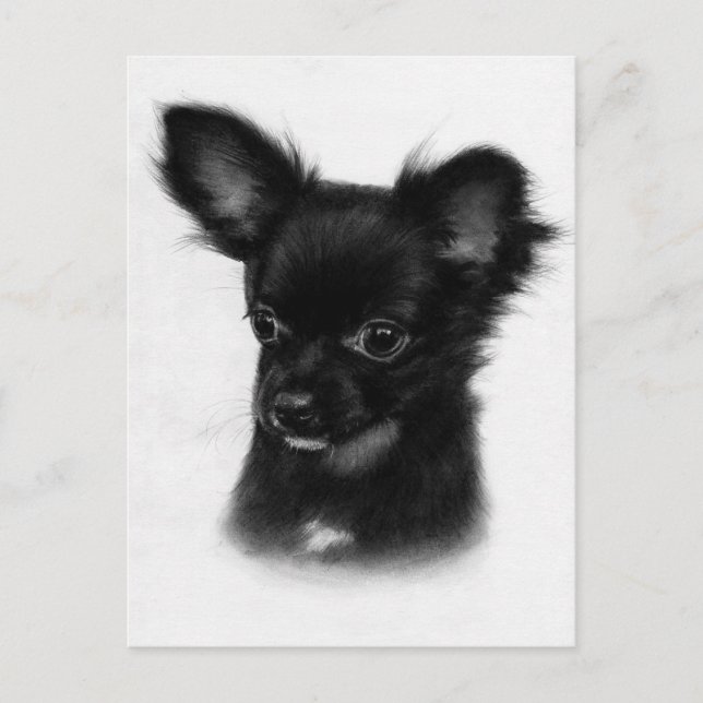Lite  - Hand Payed Chihuahua Art Vykort (Framsida)