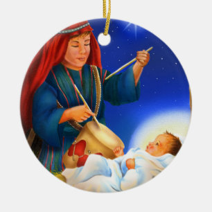 Lite handelsresandepojkeprydnad julgransprydnad keramik