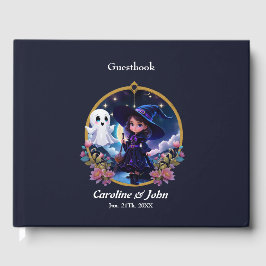 Lite häxa med stort, mousserande ögon. gästböcker