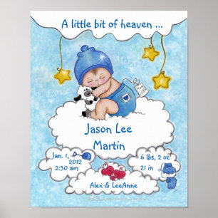Lite Heaven-Birth Info för Boy Poster