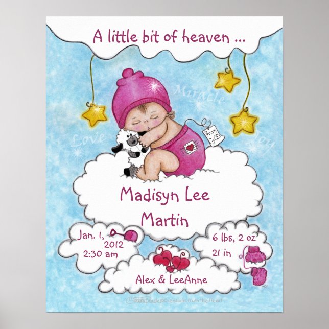 Lite Heaven-Birth Info för flicka Poster (Framsidan)