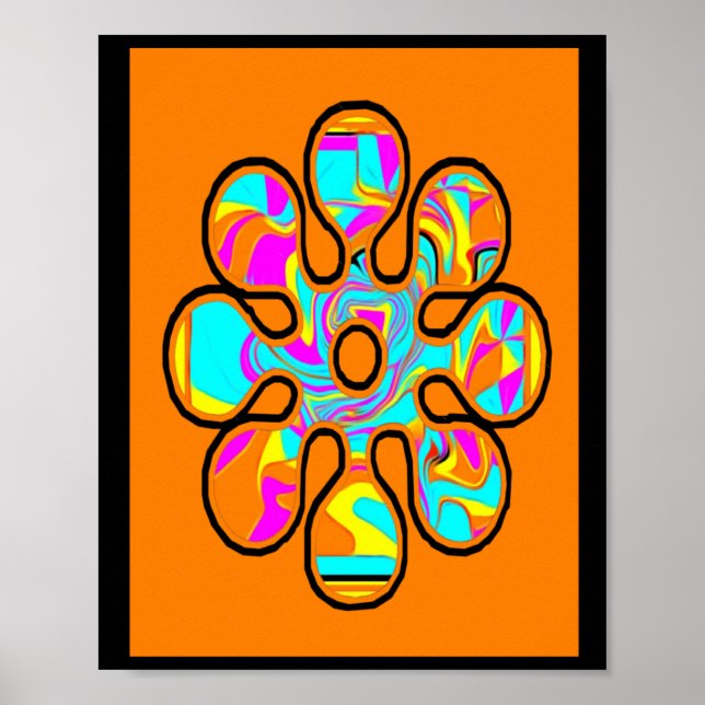 Lite hippie. Flower Mönster. Bright Färg Poster (Framsidan)