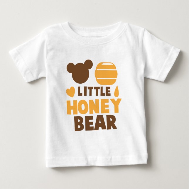 Lite honungbjörn med den gulliga honungkrukan tee shirt (Framsida)